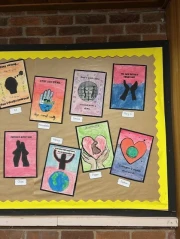 art display showing Year 6 ww2 themed propagand posters 3