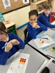 Children using counters to understand ratio